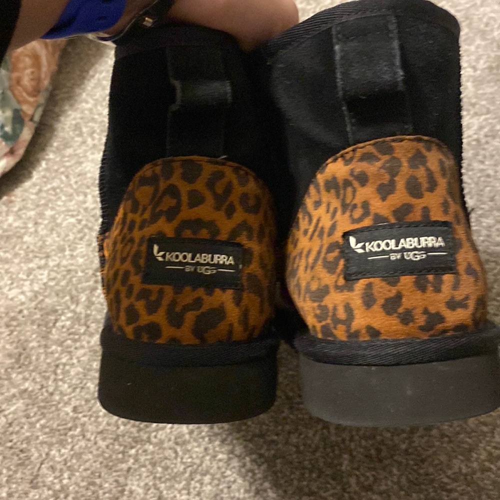 Koolaburra by Ugg black and leopard winter fur boots ankle high